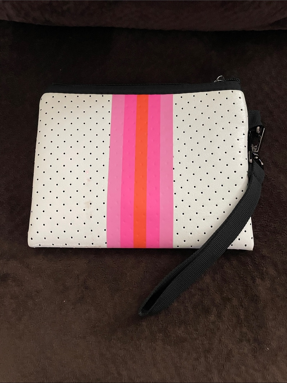 White/Hot Pink/Orange Stripe Neoprene Bag - Picture 12 of 15